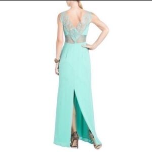 BCBGMaxazria Karey aqua lace cutout maxi dress B12